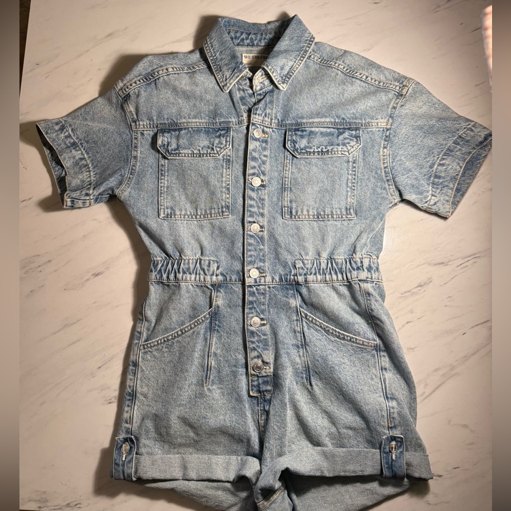 Denim Short Sleeve Romper